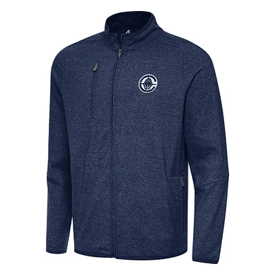 Men's Antigua Heather Navy LA Clippers Hold-Up Full-Zip Tri-Blend Jacket