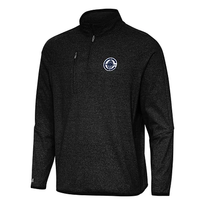 Men's Antigua Heather Black LA Clippers Certain Quarter-Zip Tri-Blend Sweatshirt