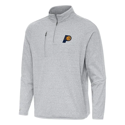 Men's Antigua Heather Gray Indiana Pacers Certain Quarter-Zip Tri-Blend Sweatshirt