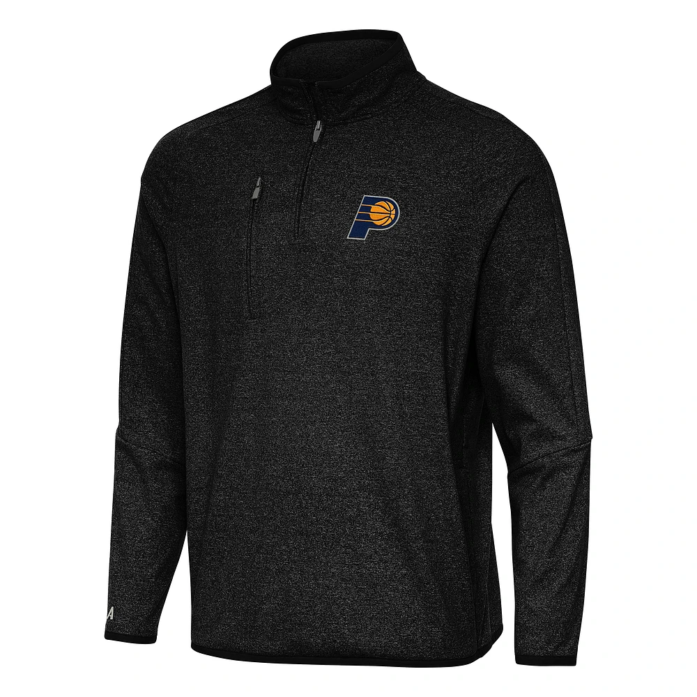 Men's Antigua Heather Black Indiana Pacers Certain Quarter-Zip Tri-Blend Sweatshirt