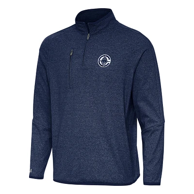 Men's Antigua Heather Navy LA Clippers Certain Quarter-Zip Tri-Blend Sweatshirt