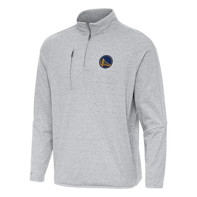 Men's Antigua Heather Gray Golden State Warriors Certain Quarter-Zip Tri-Blend Sweatshirt