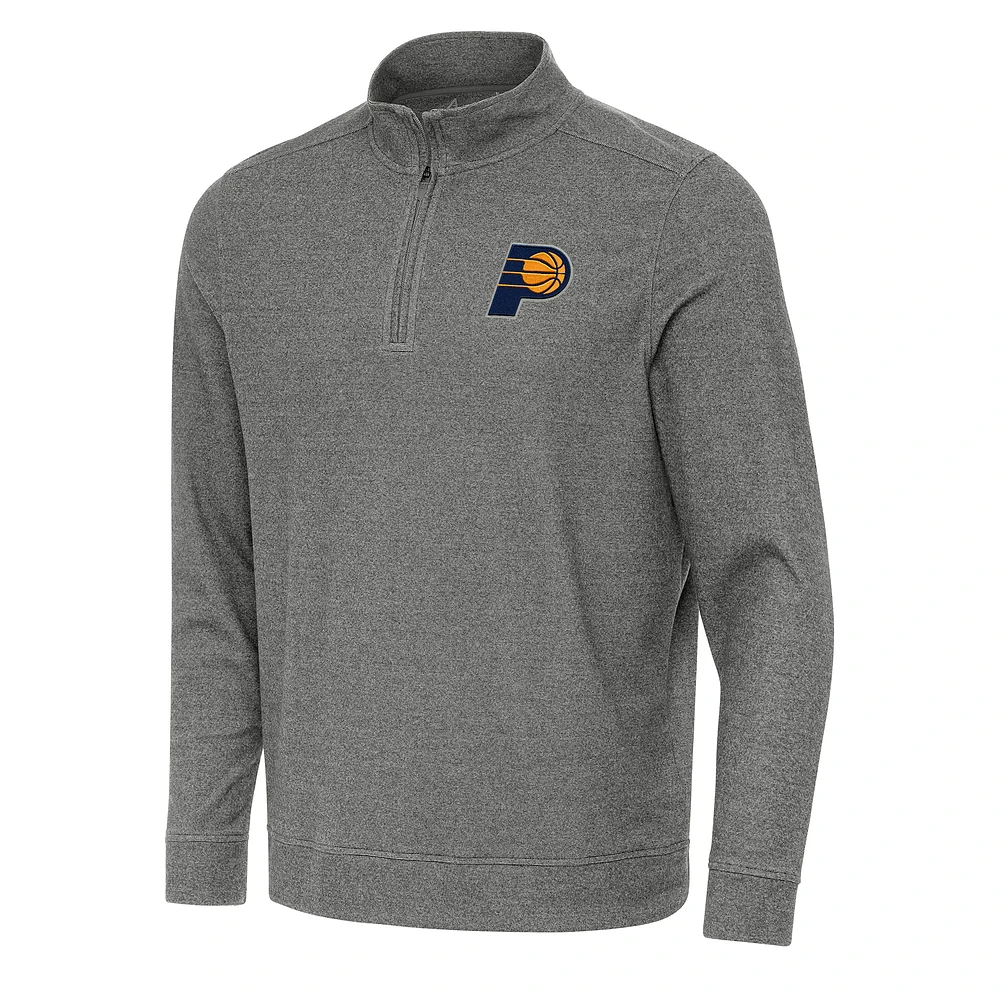 Men's Antigua Heather Black Indiana Pacers Subtle Quarter-Zip Sweatshirt