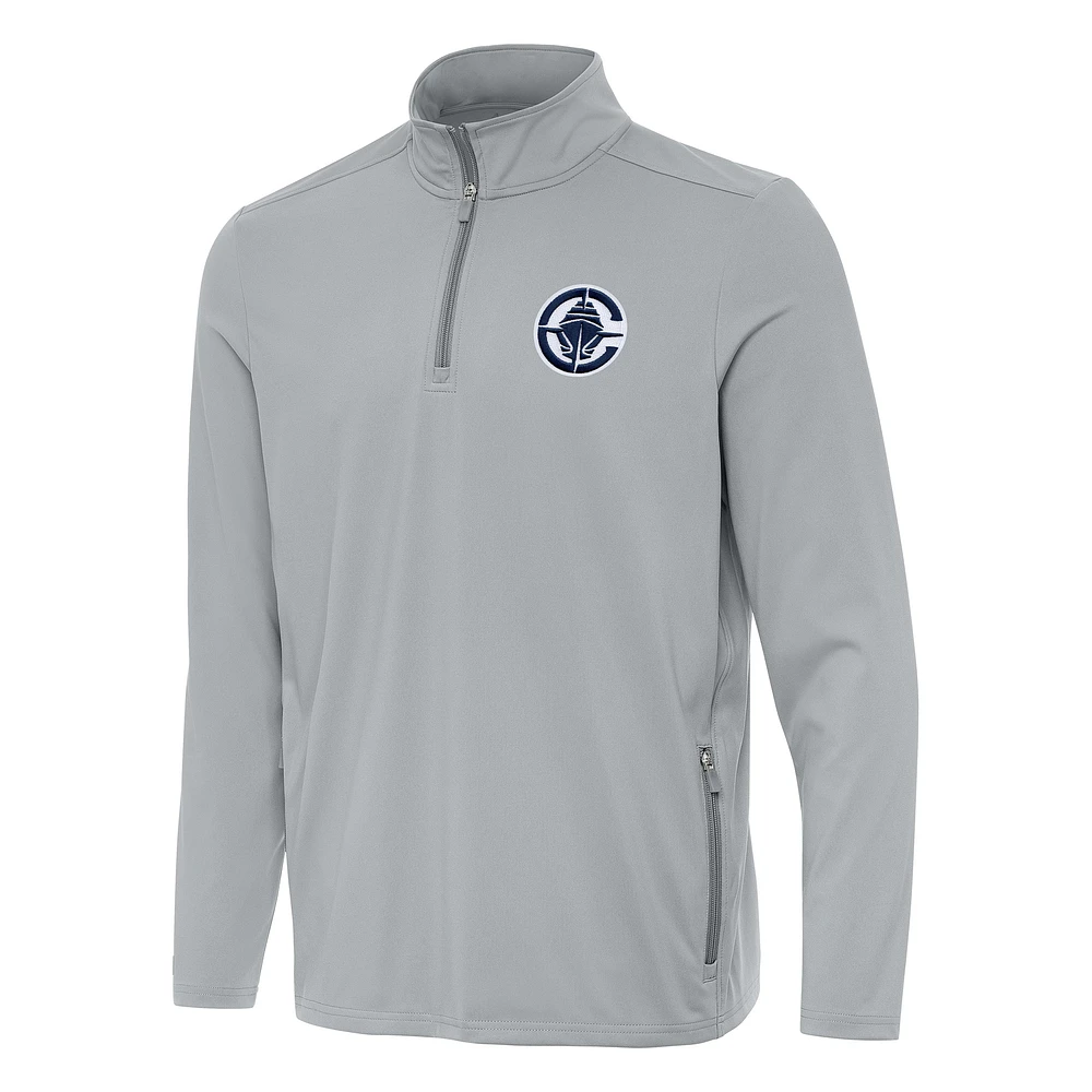 Men's Antigua Gray LA Clippers Perilous Quarter-Zip Sweatshirt