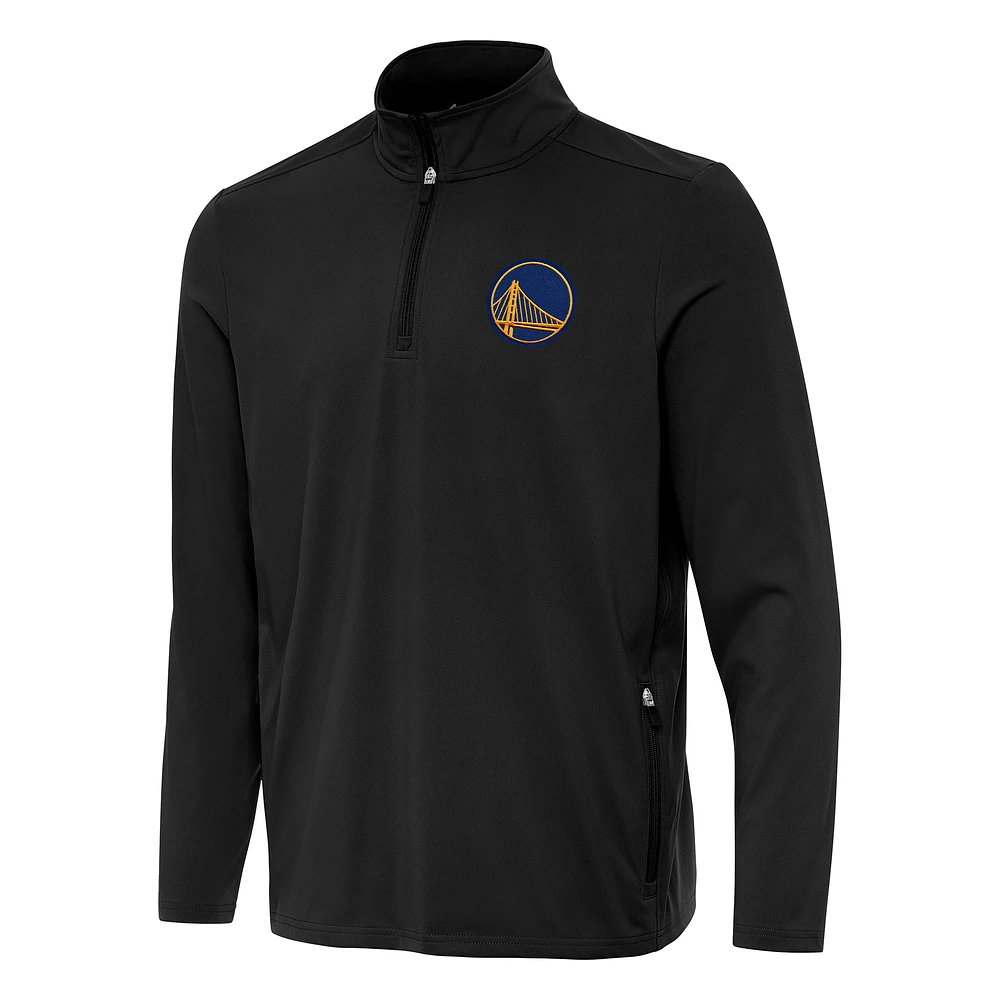 Men's Antigua Black Golden State Warriors Perilous Quarter-Zip Sweatshirt