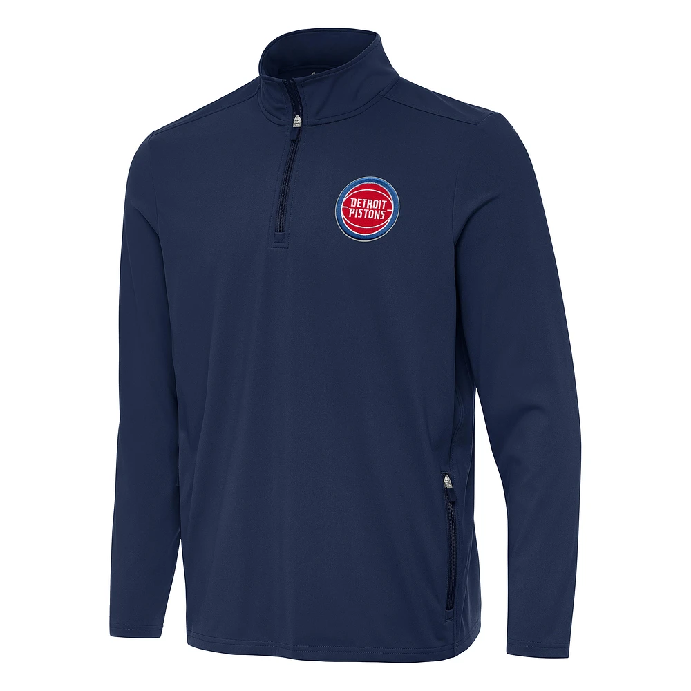 Men's Antigua Navy Detroit Pistons Perilous Quarter-Zip Sweatshirt