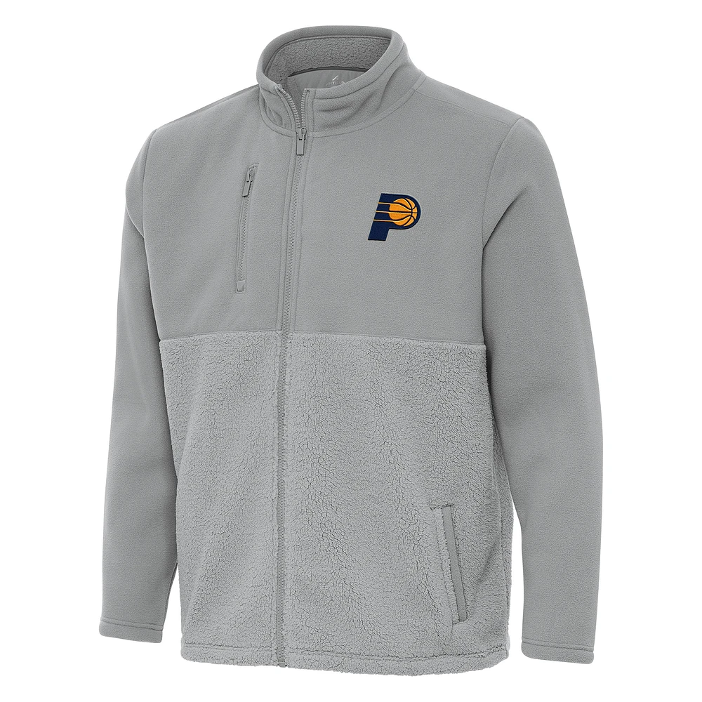 Men's Antigua Gray Indiana Pacers Daily Fused Full-Zip Jacket