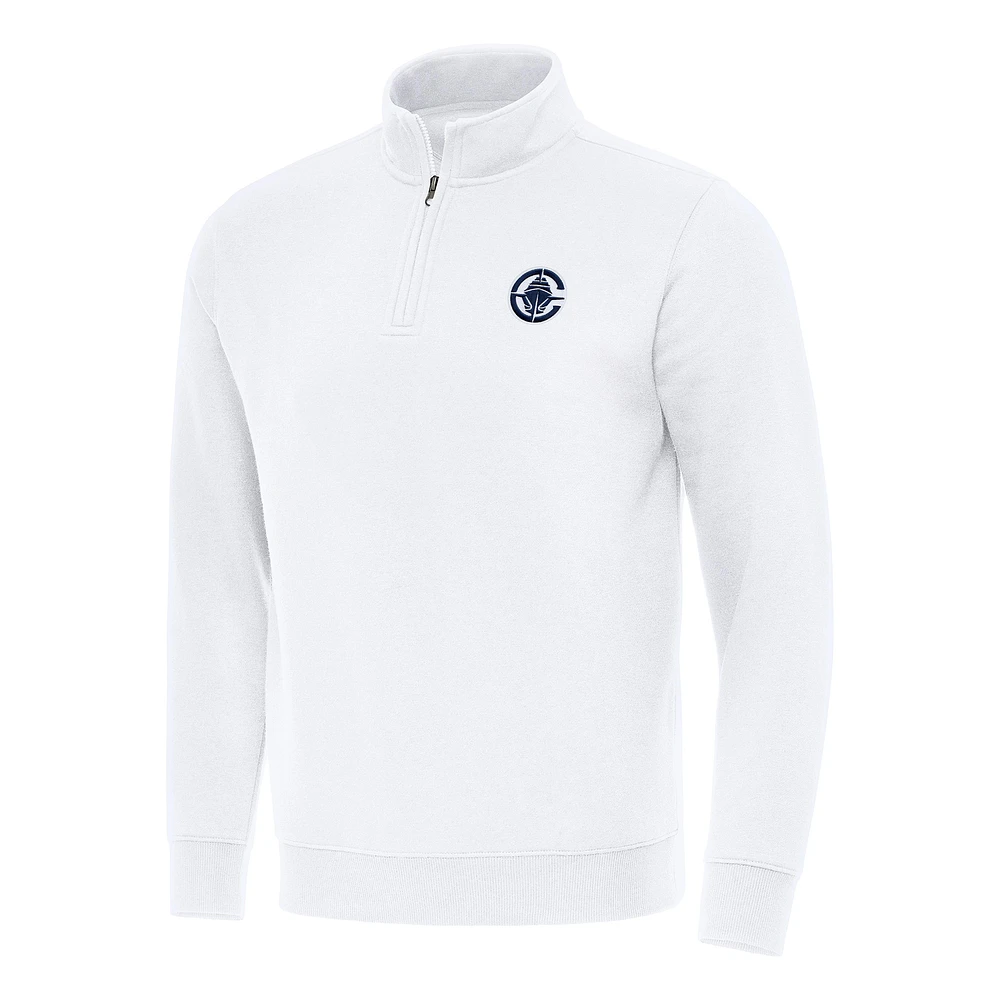 Men's Antigua White LA Clippers Victory Quarter-Zip Mock Sweatshirt