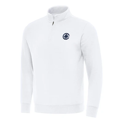 Men's Antigua White LA Clippers Victory Quarter-Zip Mock Sweatshirt
