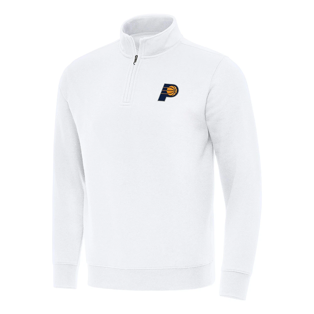 Men's Antigua White Indiana Pacers Victory Quarter-Zip Mock Sweatshirt