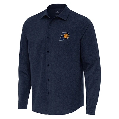 Men's Antigua Navy Indiana Pacers Exposure Woven Long Sleeve Button-Up Shirt