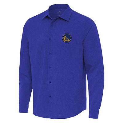 Men's Antigua Royal Golden State Warriors Exposure Woven Long Sleeve Button-Up Shirt