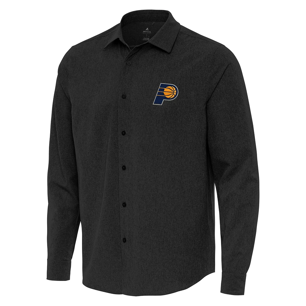 Men's Antigua Indiana Pacers Exposure Woven Long Sleeve Button-Up Shirt