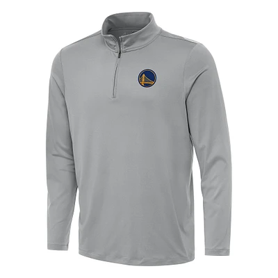 Men's Antigua Gray Golden State Warriors Reprocess Quarter-Zip Top
