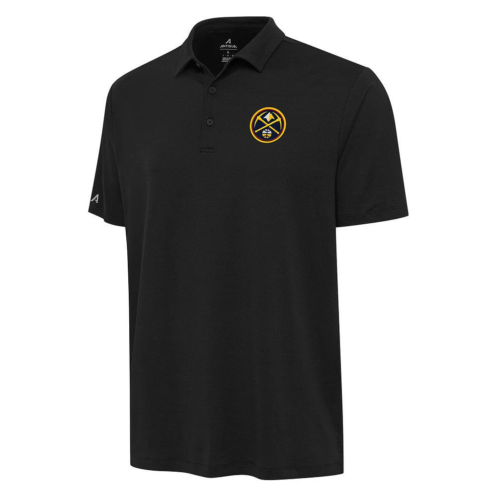 Men's Antigua Black Denver Nuggets Reprocess Polo