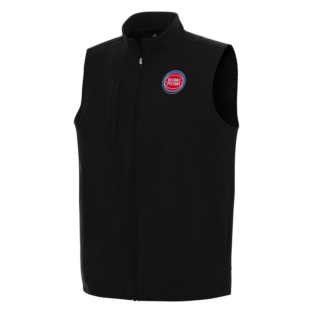 Men's Antigua Black Detroit Pistons Regard Full-Zip Vest