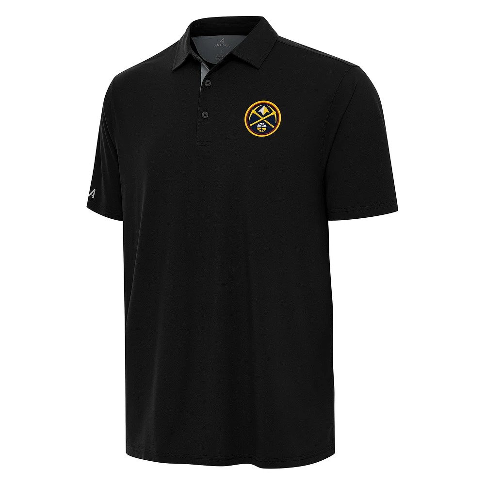 Men's Antigua Black/Gray Denver Nuggets Era Polo