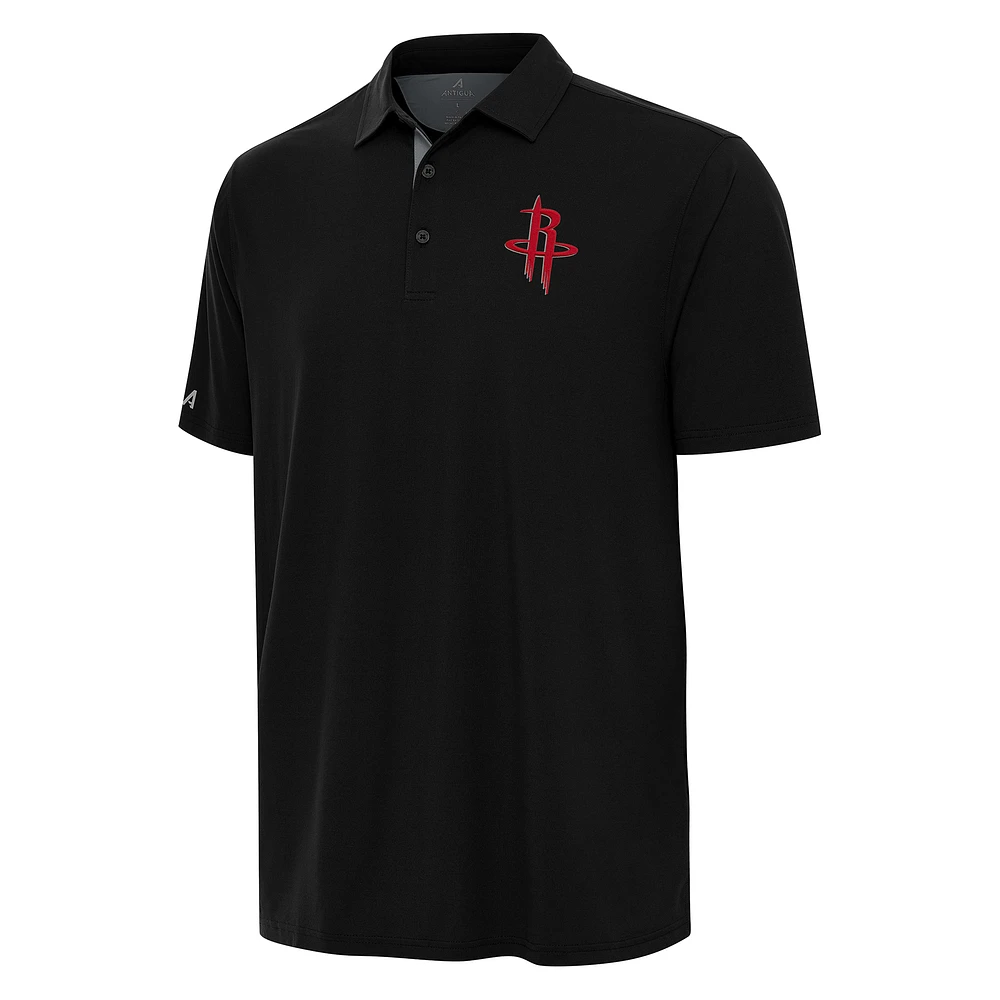 Men's Antigua Black/Gray Houston Rockets Era Polo