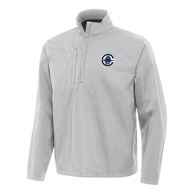 Men's Antigua Heather Gray LA Clippers Brisk Quarter-Zip Windbreaker