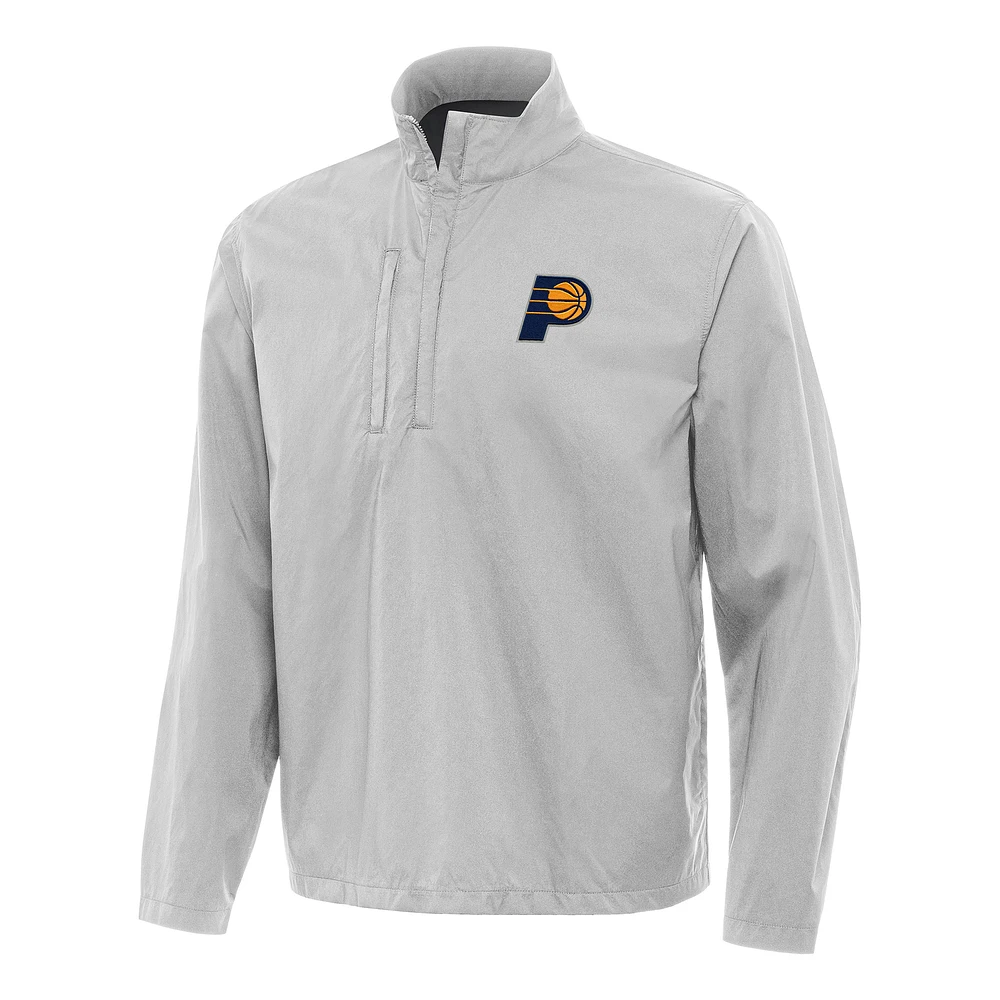 Men's Antigua Heather Gray Indiana Pacers Brisk Quarter-Zip Windbreaker