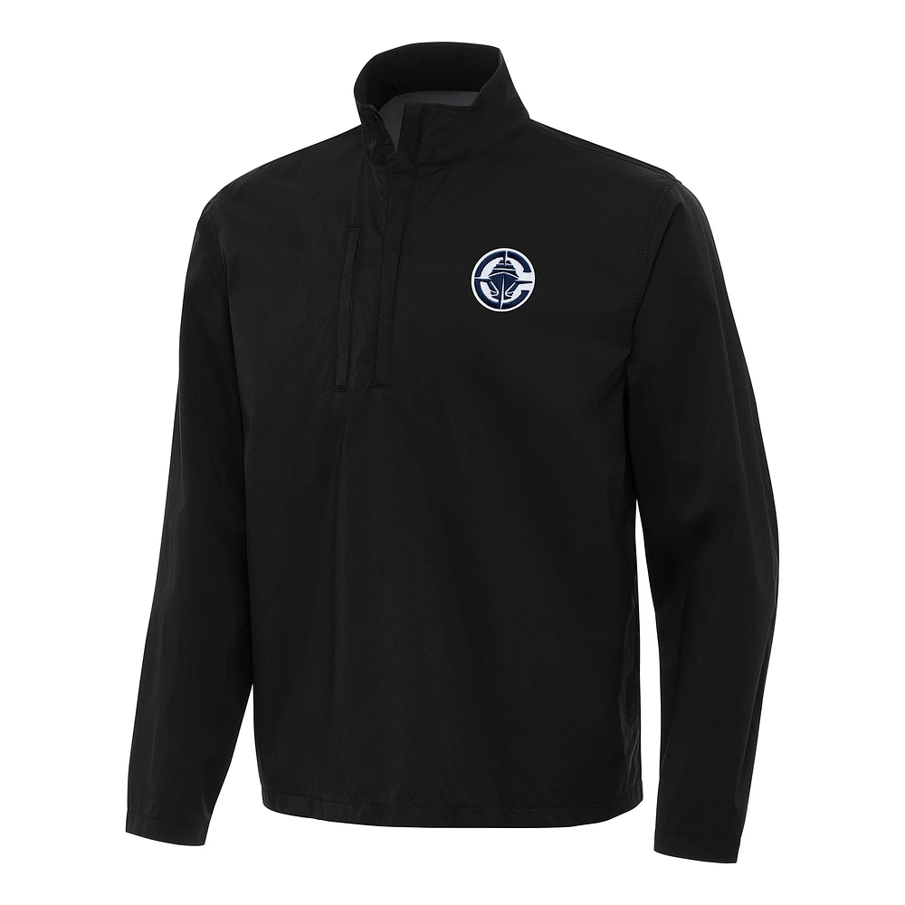 Men's Antigua Black LA Clippers Brisk Quarter-Zip Windbreaker