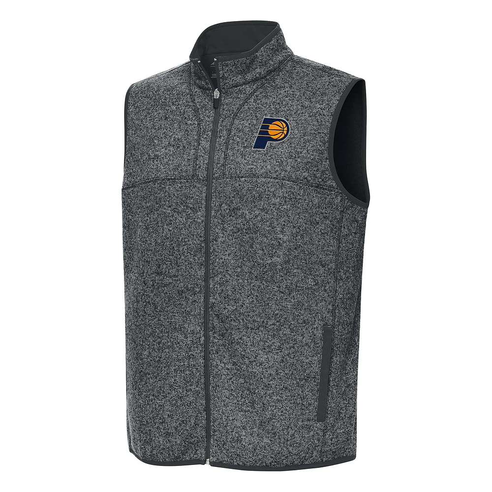 Men's Antigua Heather Charcoal Indiana Pacers Fortune Full-Zip Vest