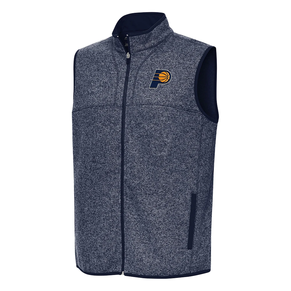 Men's Antigua Heather Navy Indiana Pacers Fortune Full-Zip Vest