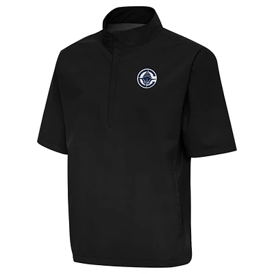 Men's Antigua  Black LA Clippers Brisk Quarter-Zip Windbreaker