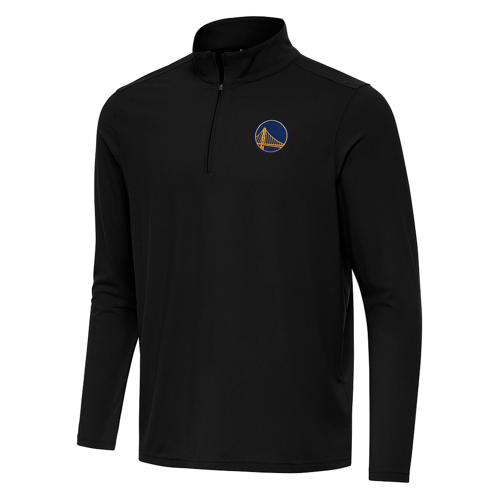 Men's Antigua Black Golden State Warriors Intent Quarter-Zip Top