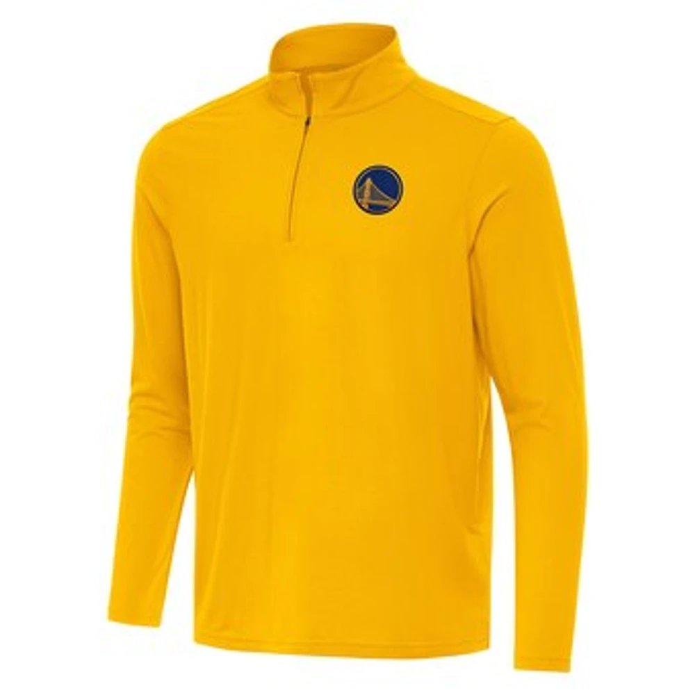 Men's Antigua Gold Golden State Warriors Intent Quarter-Zip Top