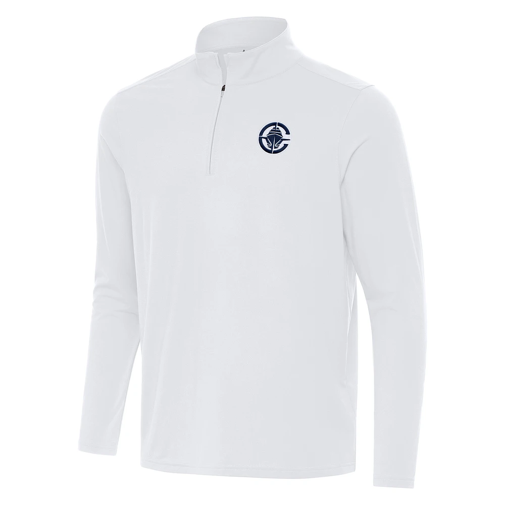 Men's Antigua White LA Clippers Intent Quarter-Zip Top