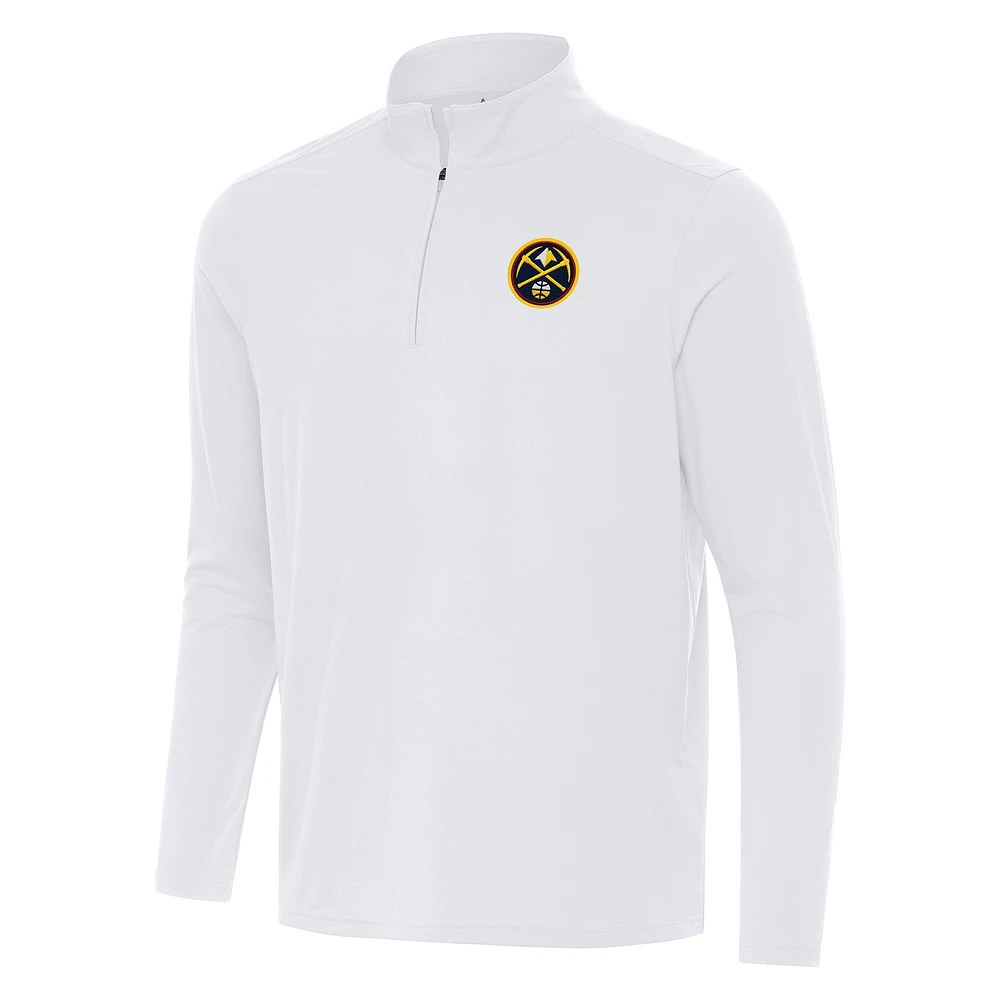 Men's Antigua White Denver Nuggets Intent Quarter-Zip Top