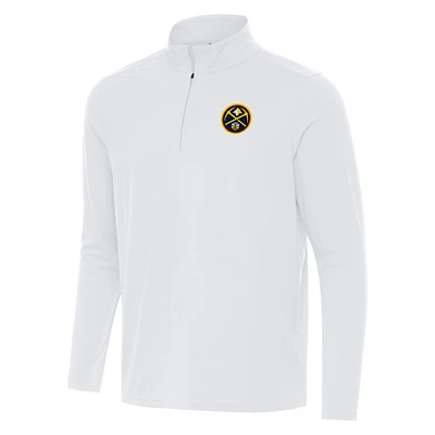 Men's Antigua White Denver Nuggets Intent Quarter-Zip Top