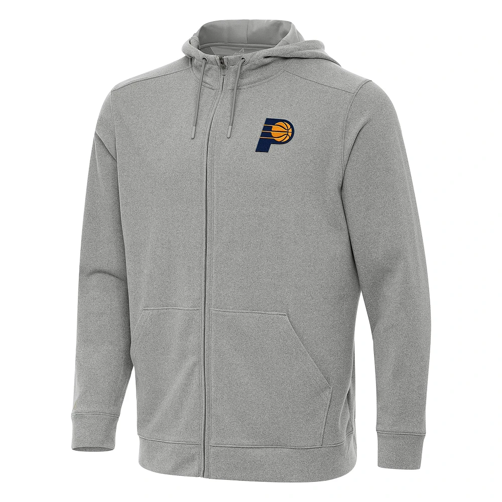 Men's Antigua Heather Gray Indiana Pacers Effortless Full-Zip Hoodie Jacket