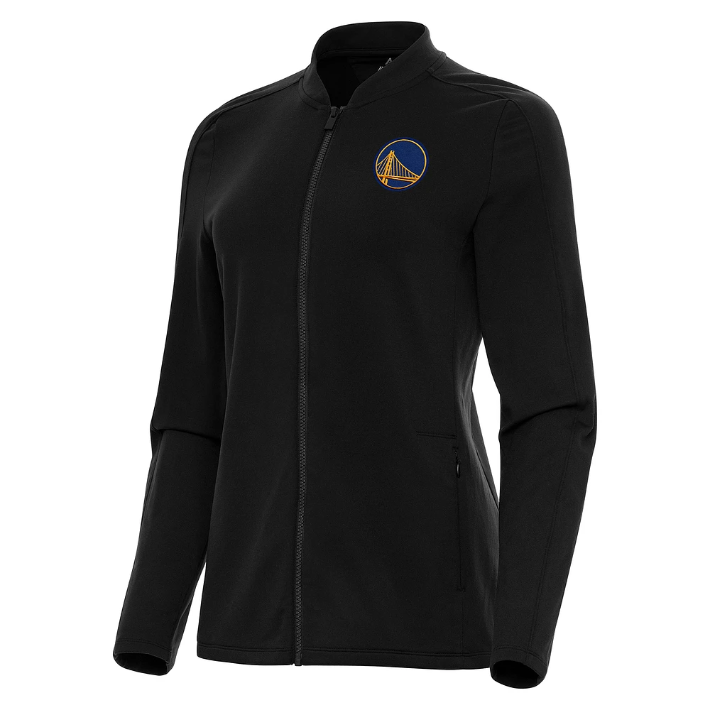 Women's Antigua Black Golden State Warriors Continual Full-Zip Jacket