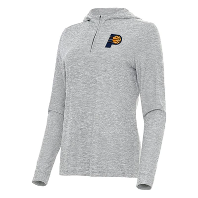 Women's Antigua Heather Gray Indiana Pacers Daybreak Quarter-Zip Hoodie