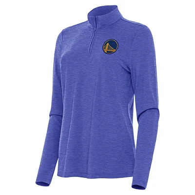 Women's Antigua Heather Royal Golden State Warriors Bright Quarter-Zip Top