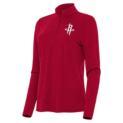 Women's Antigua Heather Red Houston Rockets Bright Quarter-Zip Top