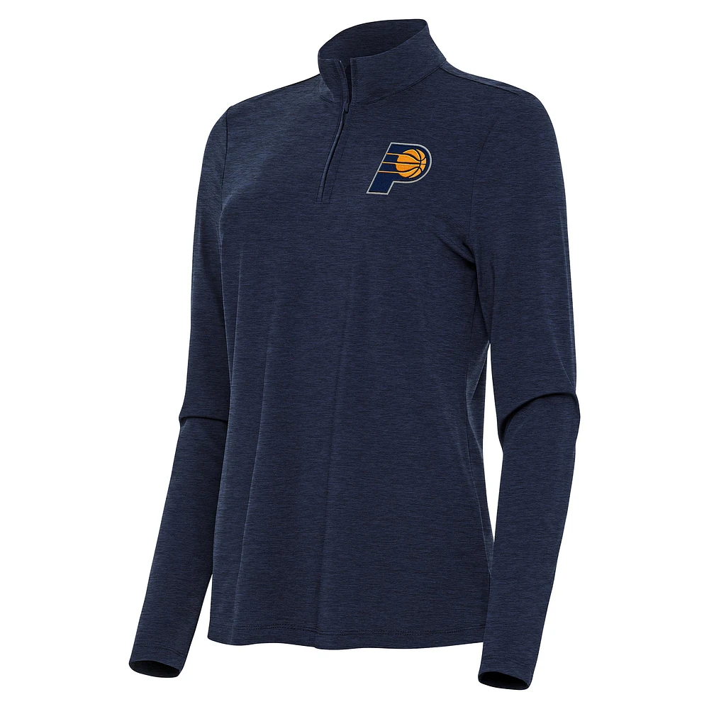 Women's Antigua Heather Navy Indiana Pacers Bright Quarter-Zip Top