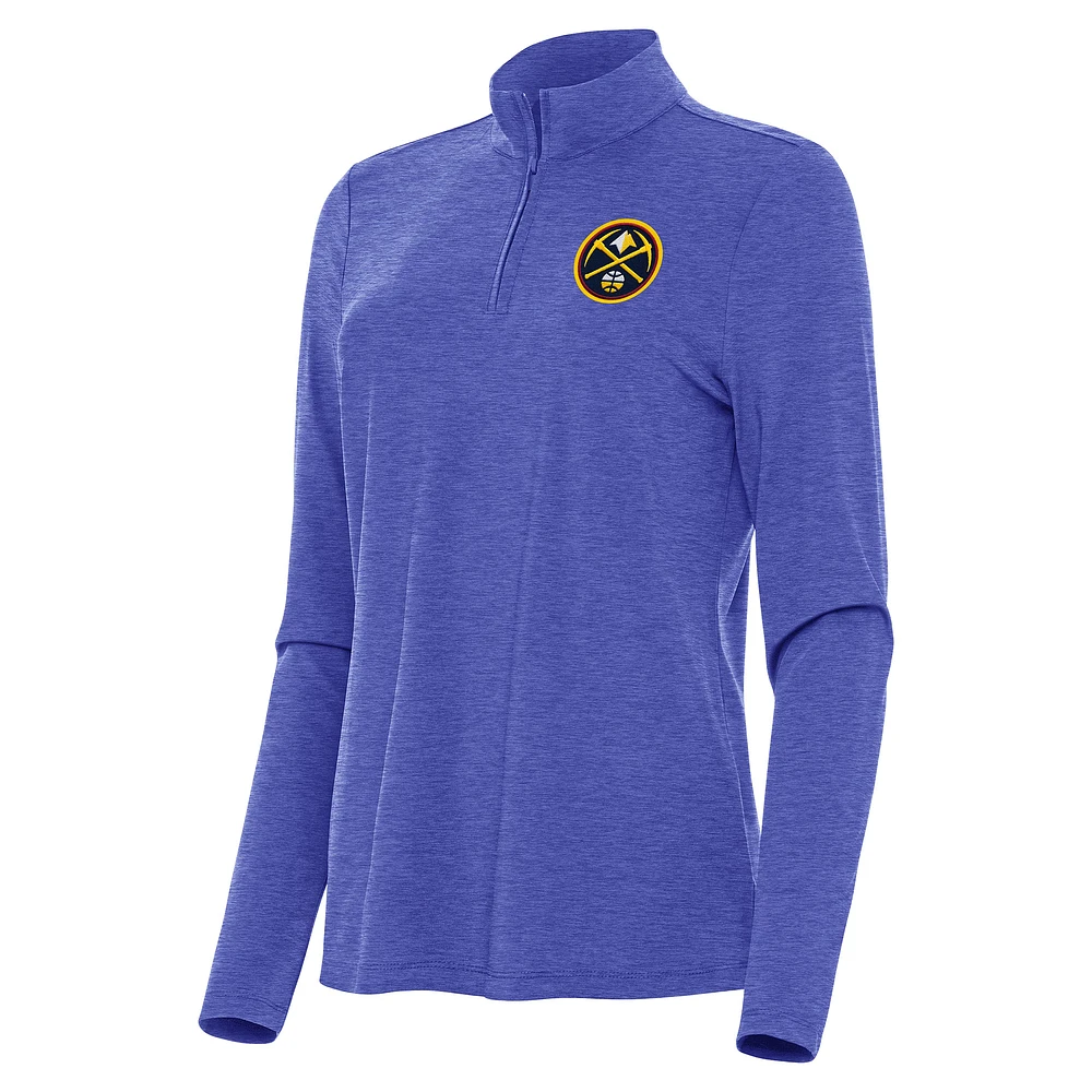 Women's Antigua Heather Royal Denver Nuggets Bright Quarter-Zip Top