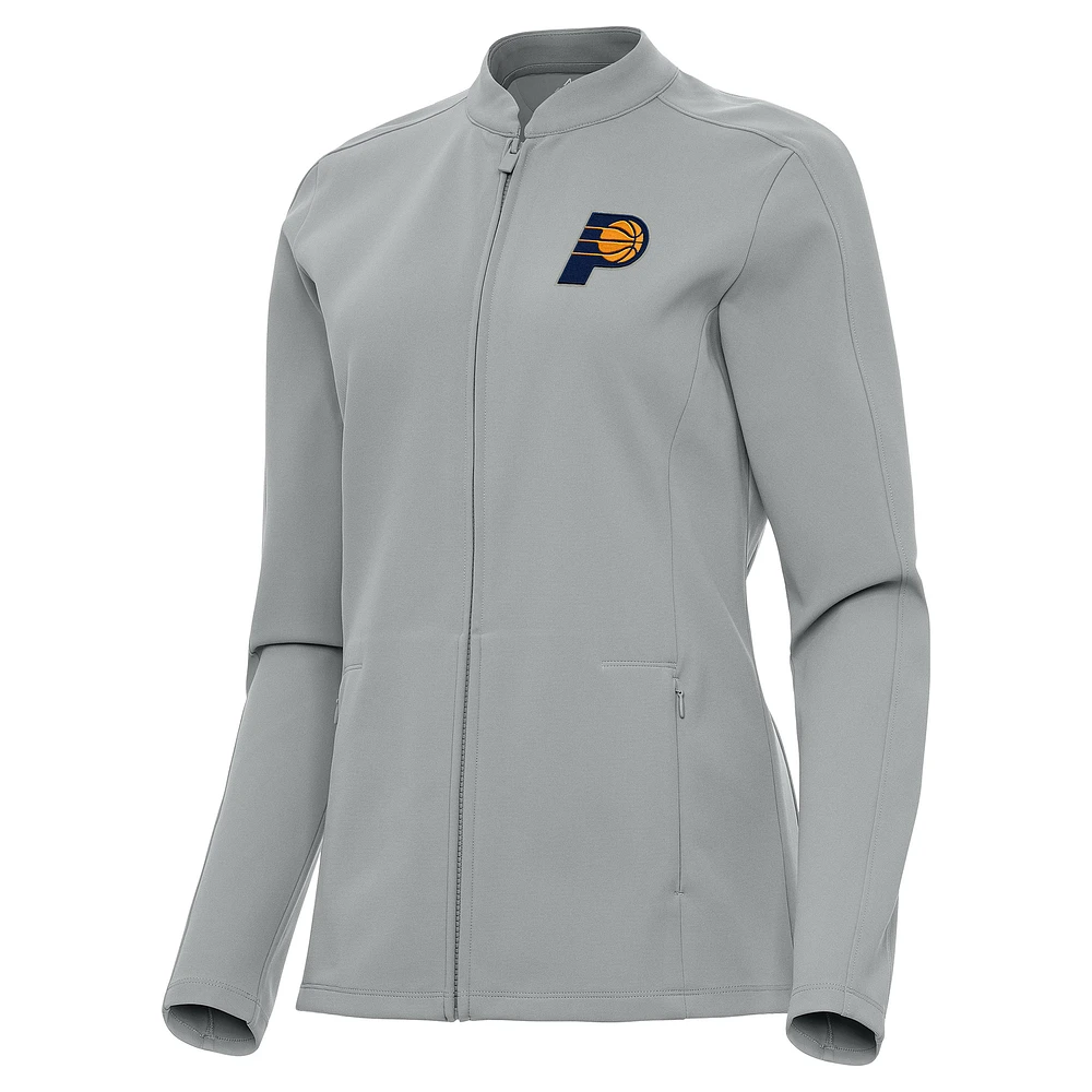 Women's Antigua Gray Indiana Pacers Regard Full-Zip Jacket