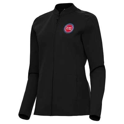 Women's Antigua Black Detroit Pistons Regard Full-Zip Jacket