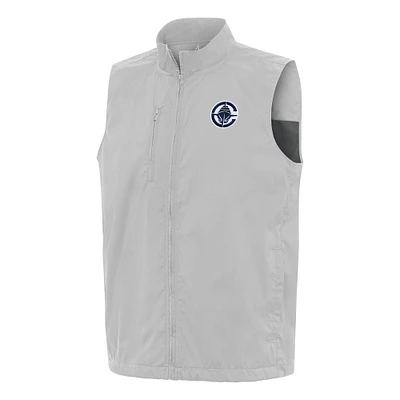 Men's Antigua Heather Gray LA Clippers Brisk Full-Zip Vest