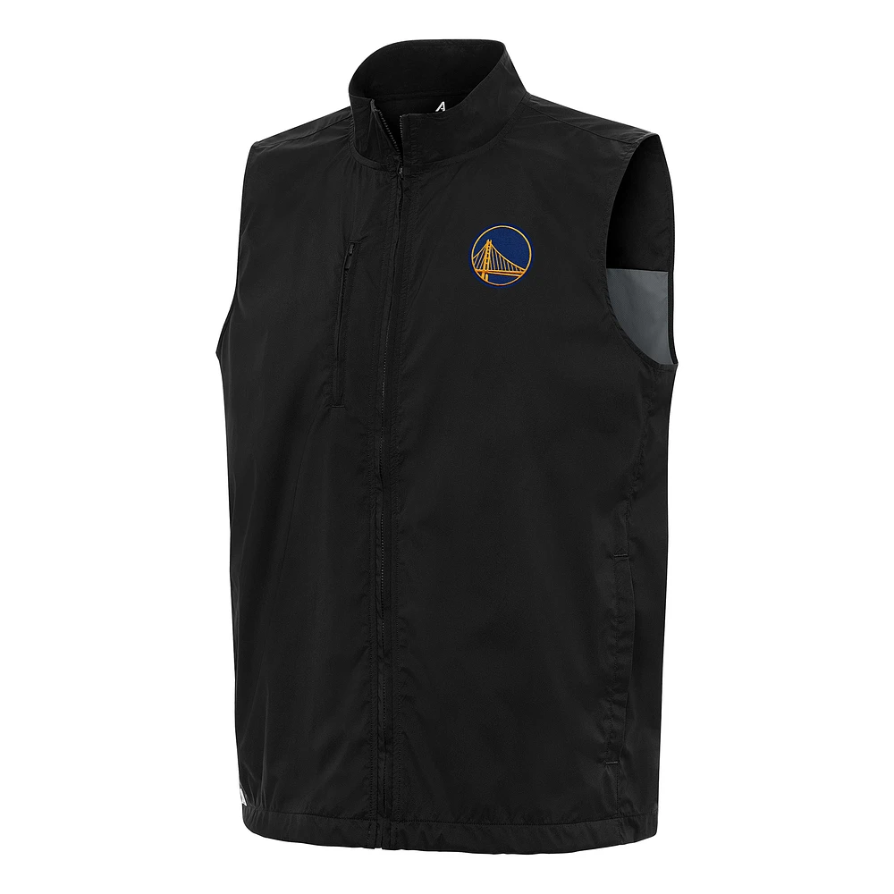 Men's Antigua Black Golden State Warriors Brisk Full-Zip Vest