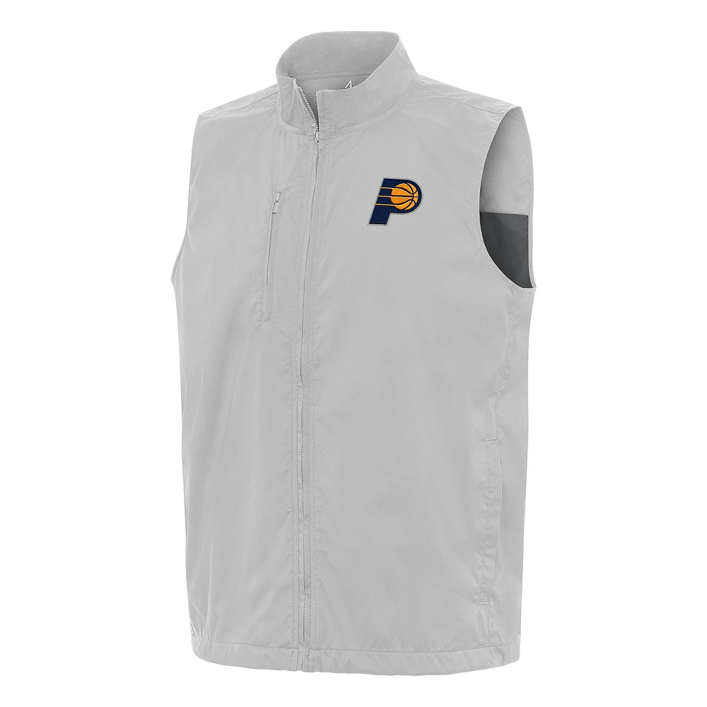 Men's Antigua Heather Gray Indiana Pacers Brisk Full-Zip Vest