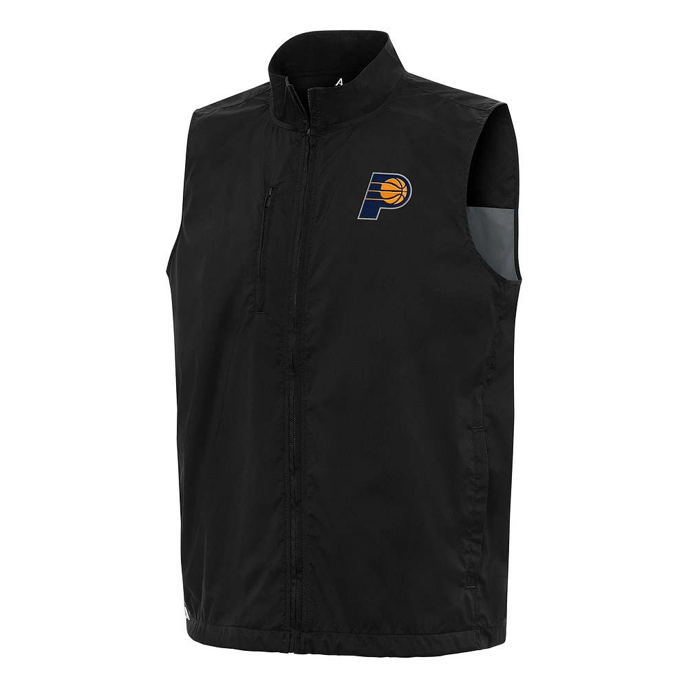 Men's Antigua Black Indiana Pacers Brisk Full-Zip Vest