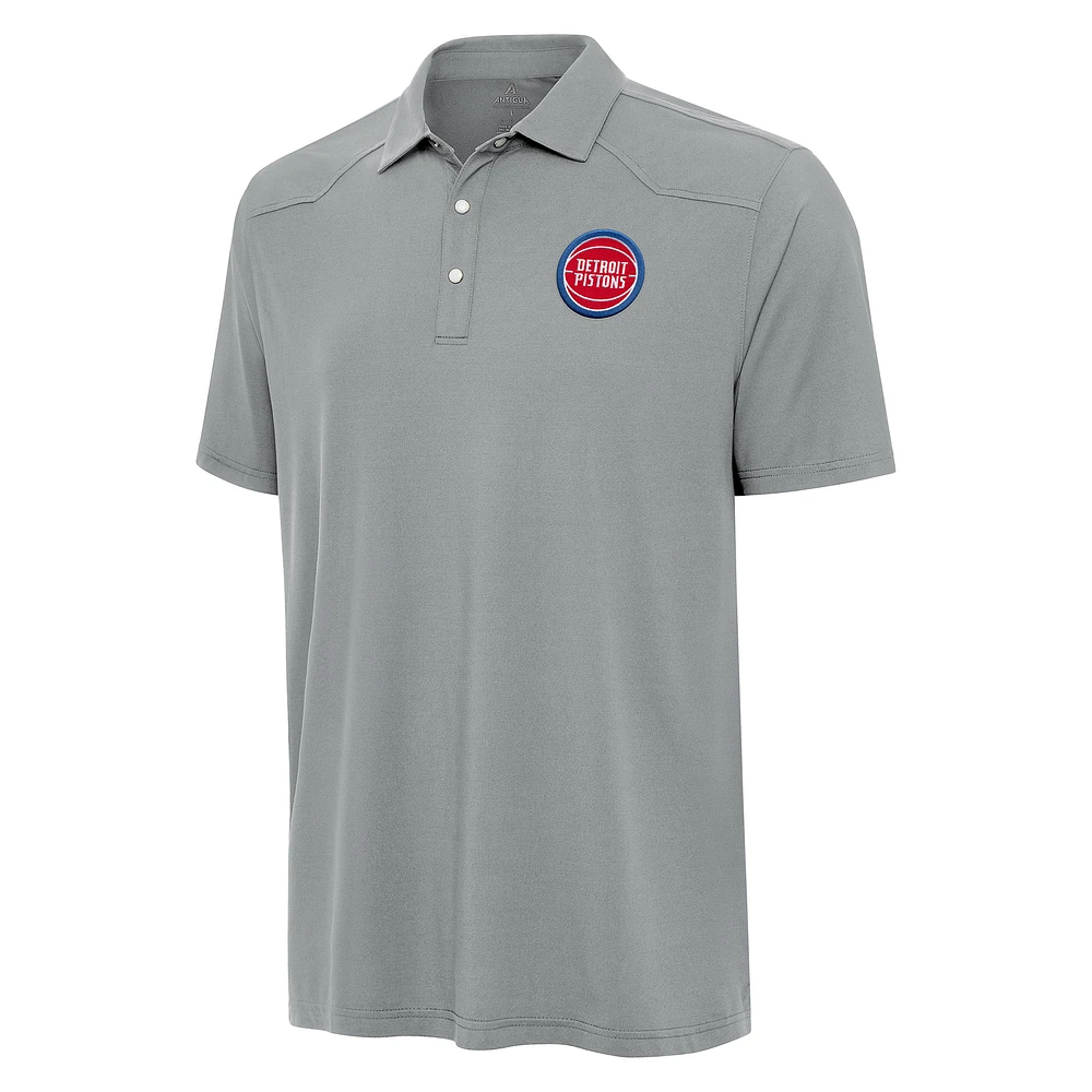 Men's Antigua Gray Detroit Pistons Western Polo