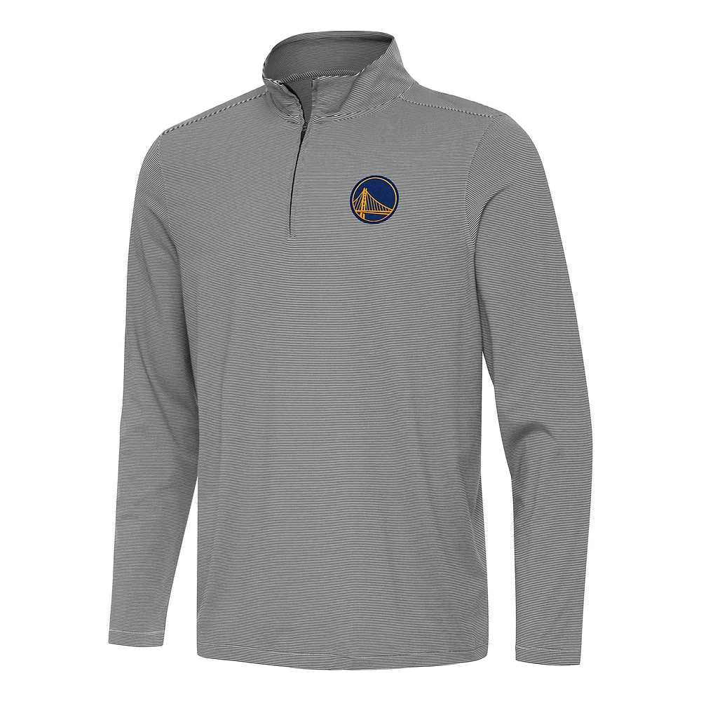 Men's Antigua Black Golden State Warriors Twine Quarter-Zip Top