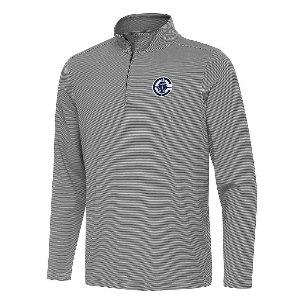 Men's Antigua Black LA Clippers Twine Quarter-Zip Top