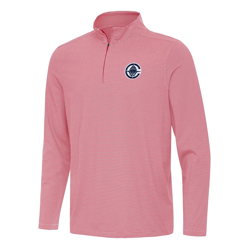 Men's Antigua Red LA Clippers Twine Quarter-Zip Top